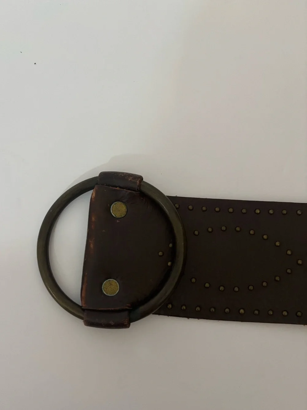 Ralph Lauren Wide Brown Leather Belt with Round Buckle